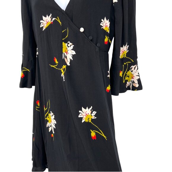 Free People Time On My Side Floral Wrap Mini Dress Black Size XS - Picture 4 of 10